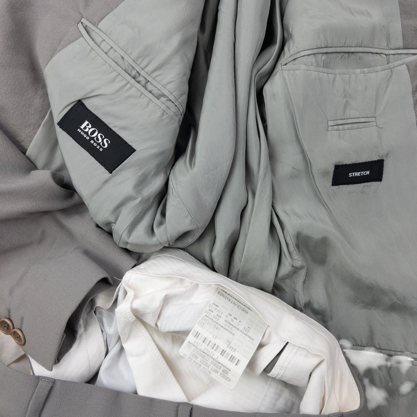 Vintage 2000s Hugo Boss Einstein Sigma Jacket & Trousers Suit Set Size S | Small, Grey