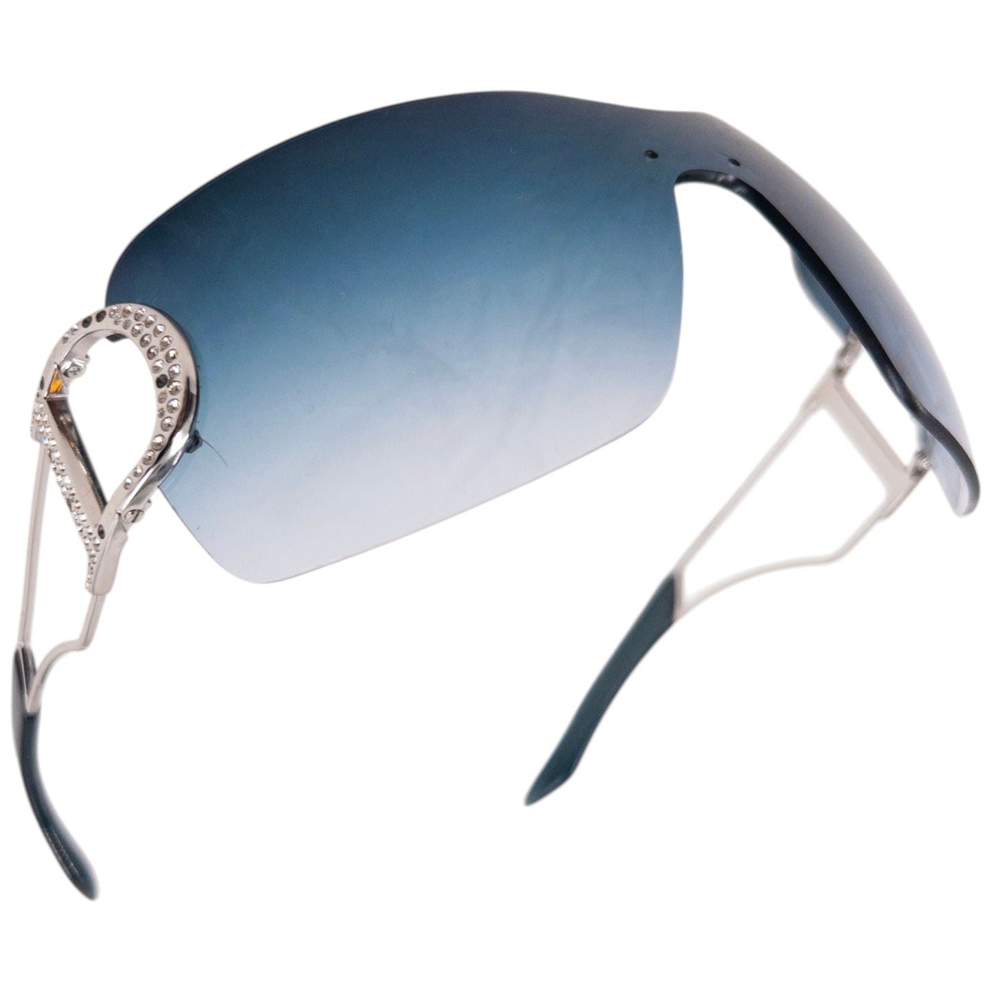 Vintage 2000s Dior Swarovski DIORLY 1 Rimless Sunglasses | O/S, Blue