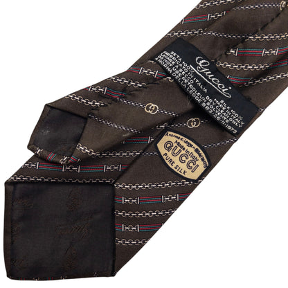 Vintage Gucci Chain Stripe Silk Tie