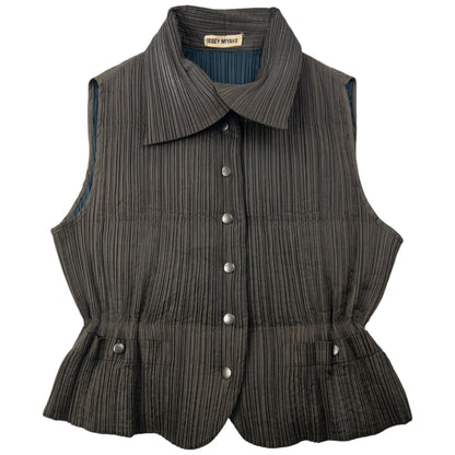 Vintage 1993 Issey Miyake Pleated Reversible Gilet Size S | Small, Brown