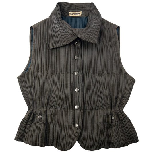 Vintage 1993 Issey Miyake Pleated Reversible Gilet Size S | Small, Brown