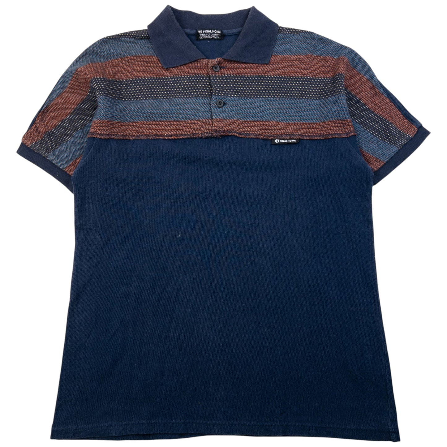 Vintage 2000s Final Home By Issey Miyake Striped Polo Shirt Size XS | XS, Navy