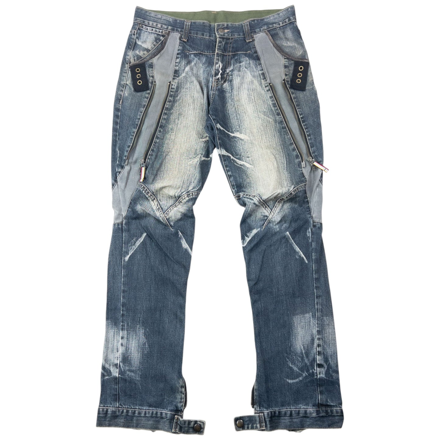 Vintage 2000s PPFM Multi Zip Denim Jeans Size W34 | W34, Grey