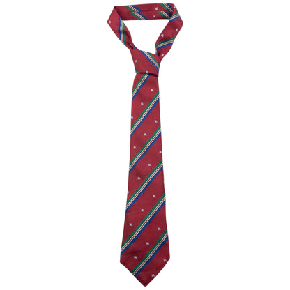 Vintage 80s Burberry Monogram Striped Silk Tie | O/S, Red