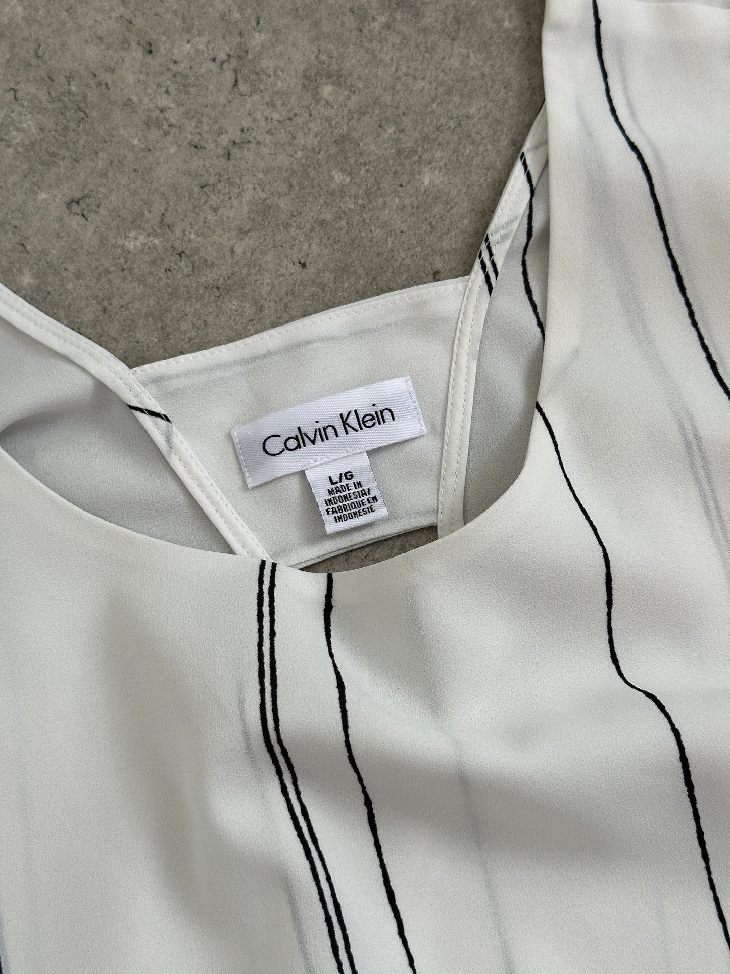 Calvin Klein Striped Layered Sleeveless Top - L