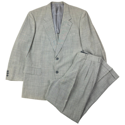 Vintage 90s Issey Miyake Checkered Jacket & Trousers Suit Set Size L | Large, Grey