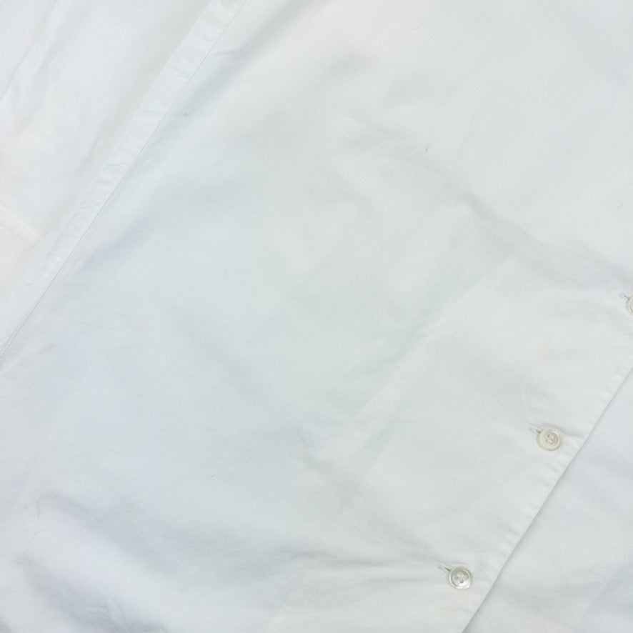 Vintage 80s Issey Miyake I.S. Crochet Collar Long Sleeve Button Up Shirt Size S | Small, White
