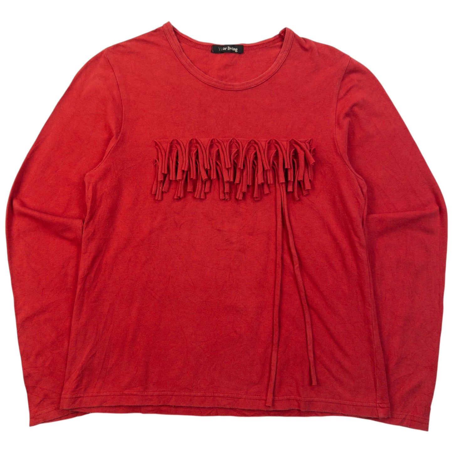 Vintage 90s Yohji Yamamoto Ruffle Long Sleeve T Shirt Womens Size S | Small, Red