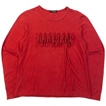 Vintage 90s Yohji Yamamoto Ruffle Long Sleeve T Shirt Womens Size S | Small, Red