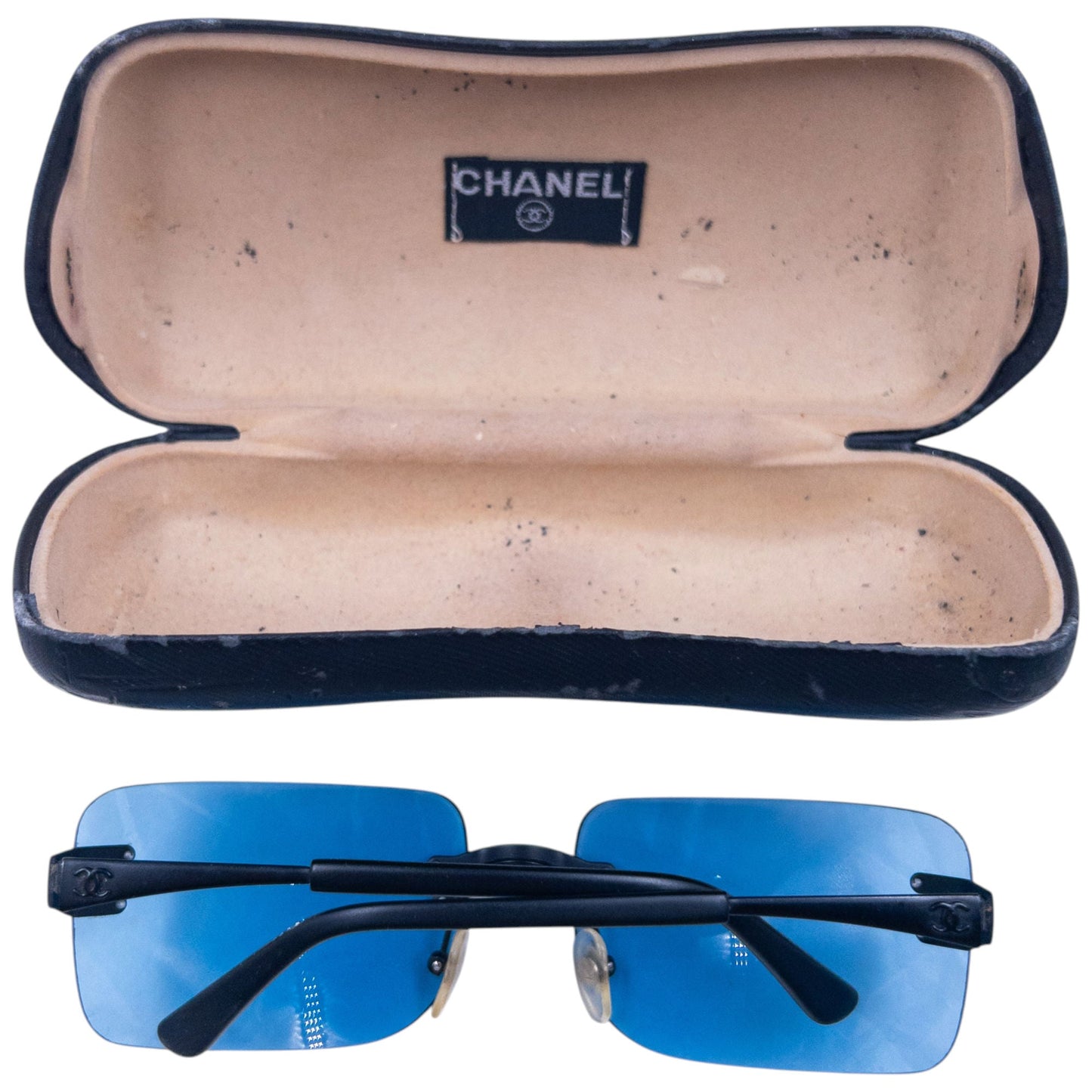 Vintage 2000s Chanel Rimless Sunglasses | O/S, Blue