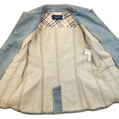Vintage 2000s Burberry Button Up Denim Jacket Womens Size S | Small, Blue