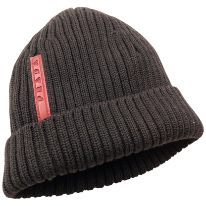 Vintage 2000s Prada Sport Ribbed Knit Beanie Hat | O/S, Brown