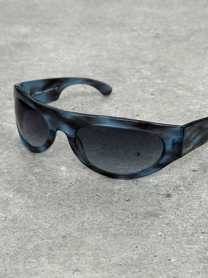 Versace Versus 2000s Marbled Wrap Shield Logo Sunglasses