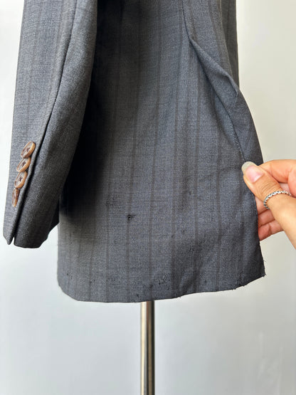 Loro Piana x Barnys 1990s Pure Wool Striped Single Breasted Blazer - 44R