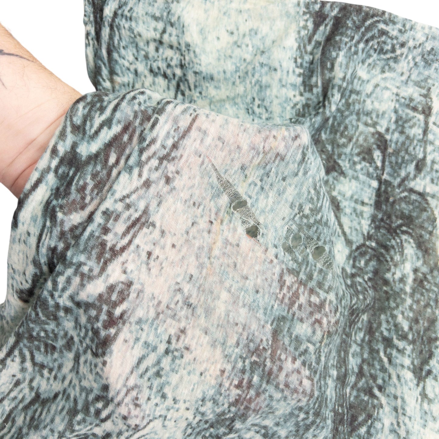Vintage 2000s Yohji Yamamoto Dragon Print Mesh T Shirt SAMPLE Womens Size L | Large, Blue