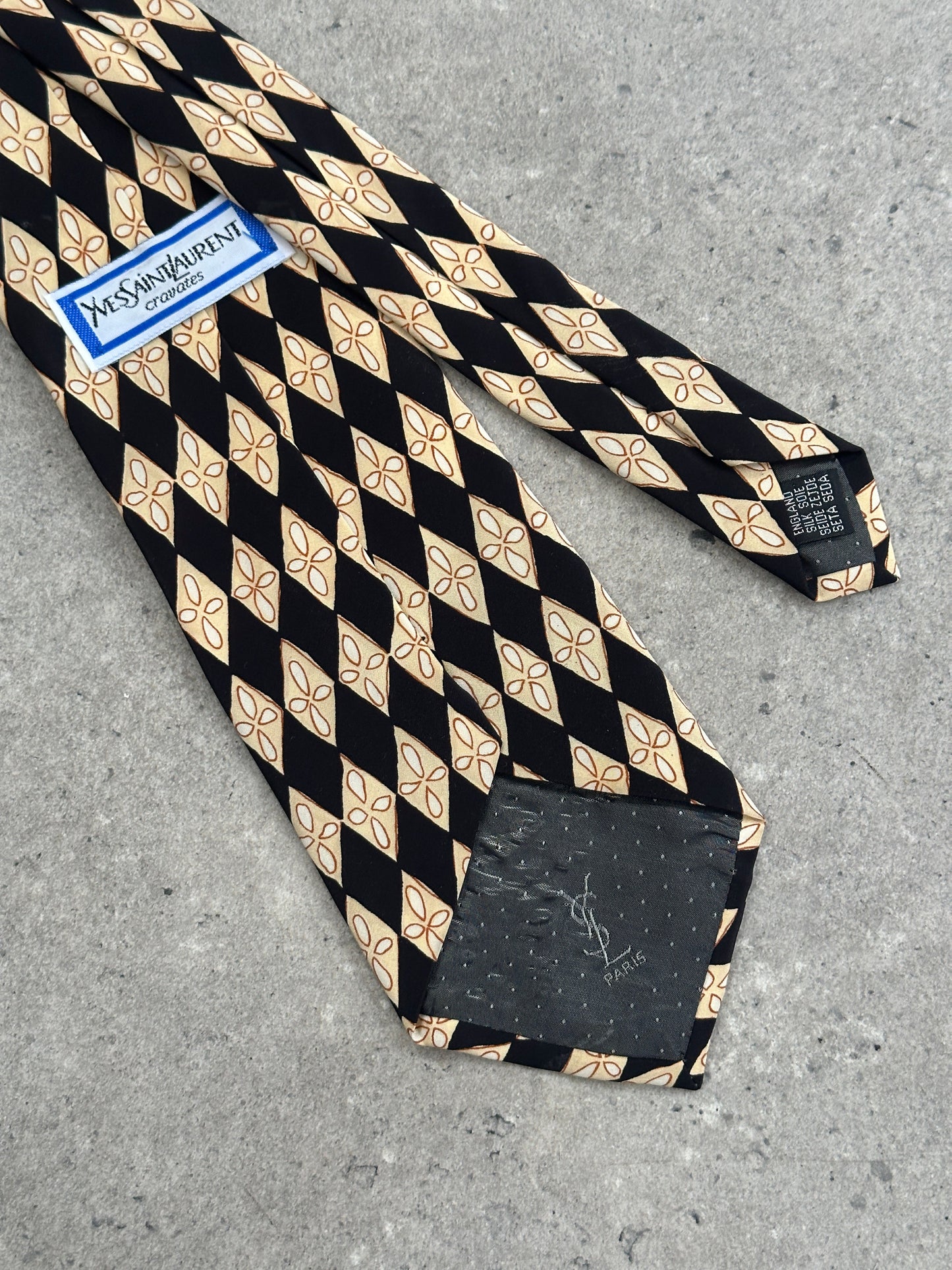 Yves Saint Laurent Cravates 1980s Pure Silk Logo Tie