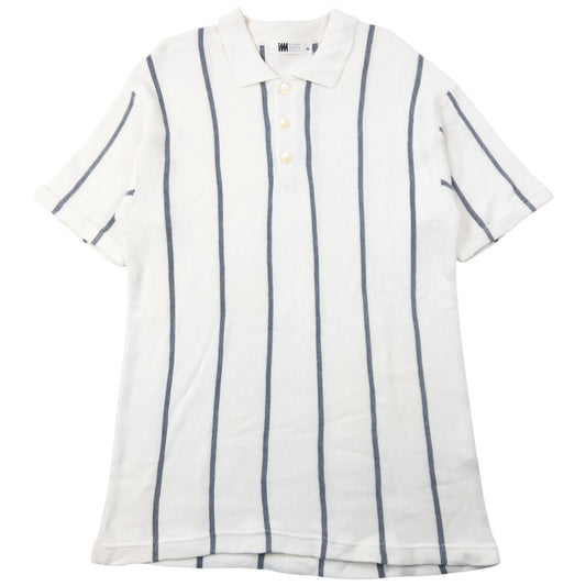 Vintage 90s Issey Miyake Striped Polo Shirt Size M | Medium, Navy