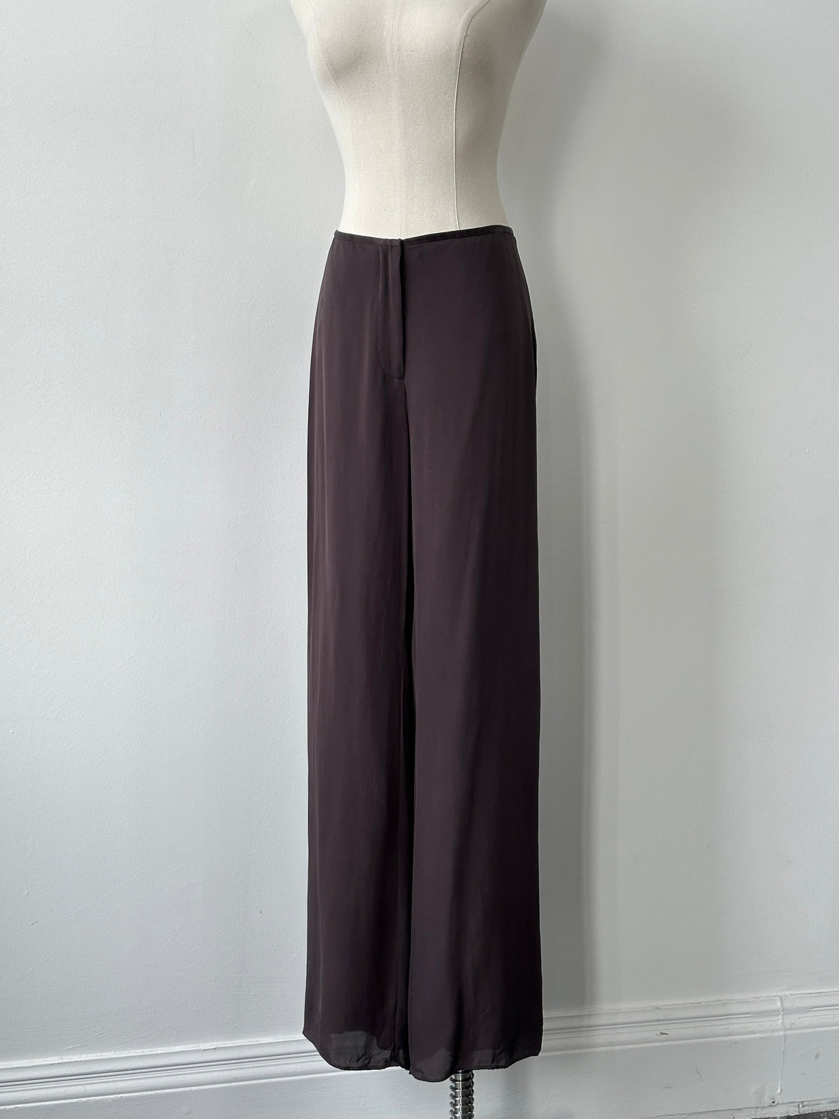 Vintage 2000s Pure Silk Wide Leg Trousers - W28