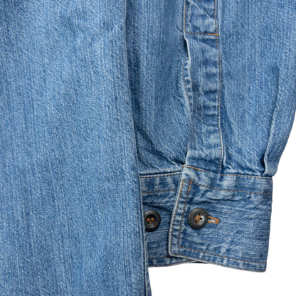 Vintage 90s Armani Jeans Long Sleeve Button Up Denim Shirt Size XL | XXL, Blue
