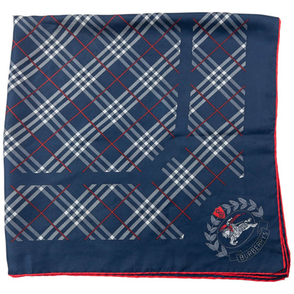 Vintage 90s Burberry Nova Check Silk Scarf | O/S, Navy