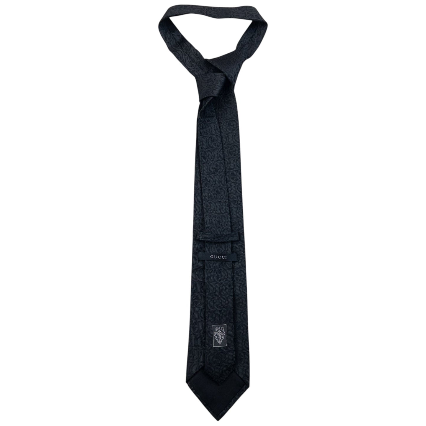 Vintage 2000s Gucci Monogram Silk Tie | O/S, Black