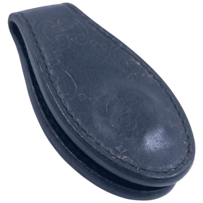 Vintage 2000s Gucci Embossed Monogram Leather Money Clip | O/S, Black