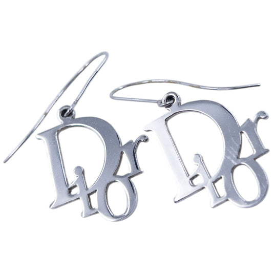 Vintage 2000s Dior By John Galliano Silver Logo Earrings | O/S, Grey
