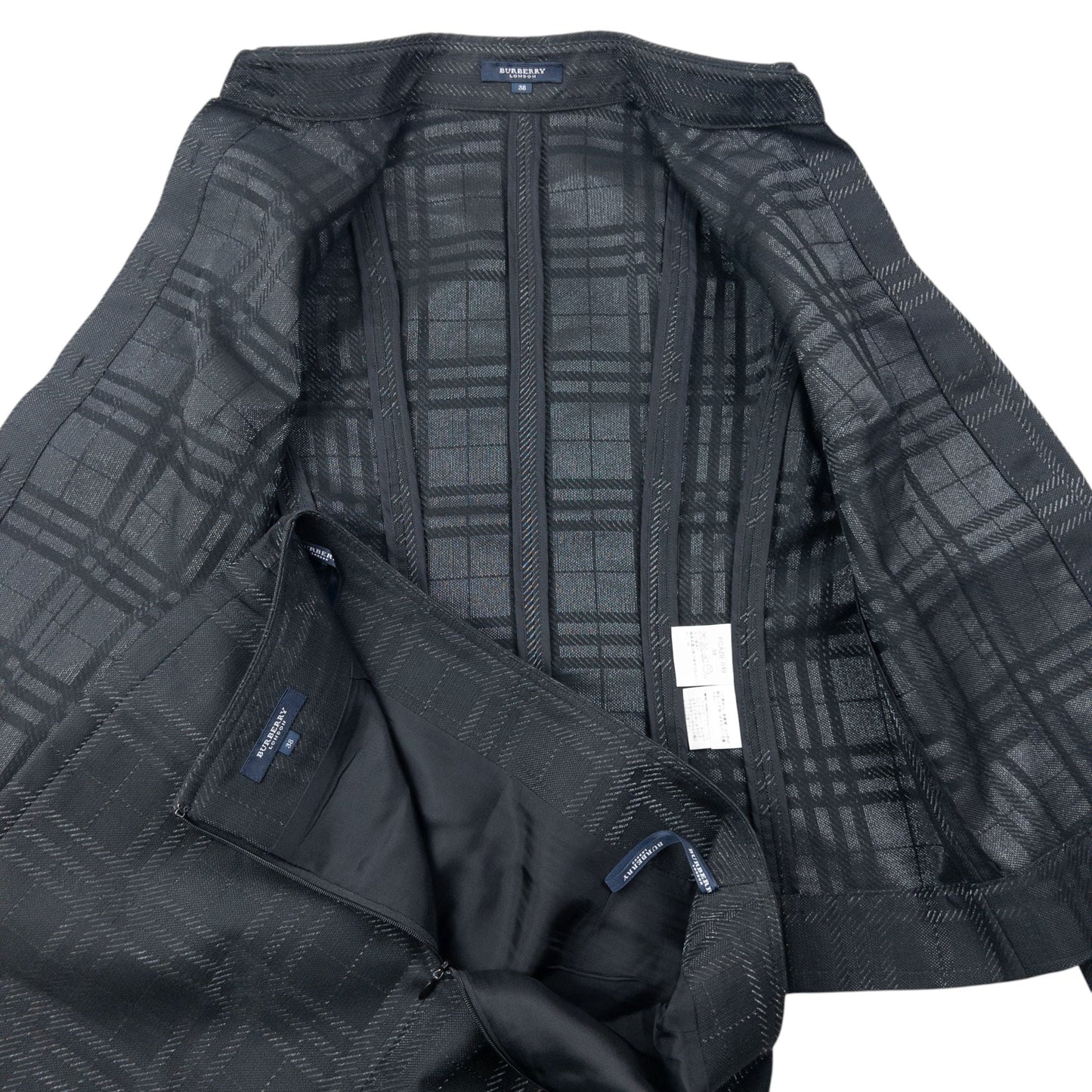 Vintage 2000s Burberry Nova Check Jacket & Skirt Suit Set Womens Size M | O/S, Black