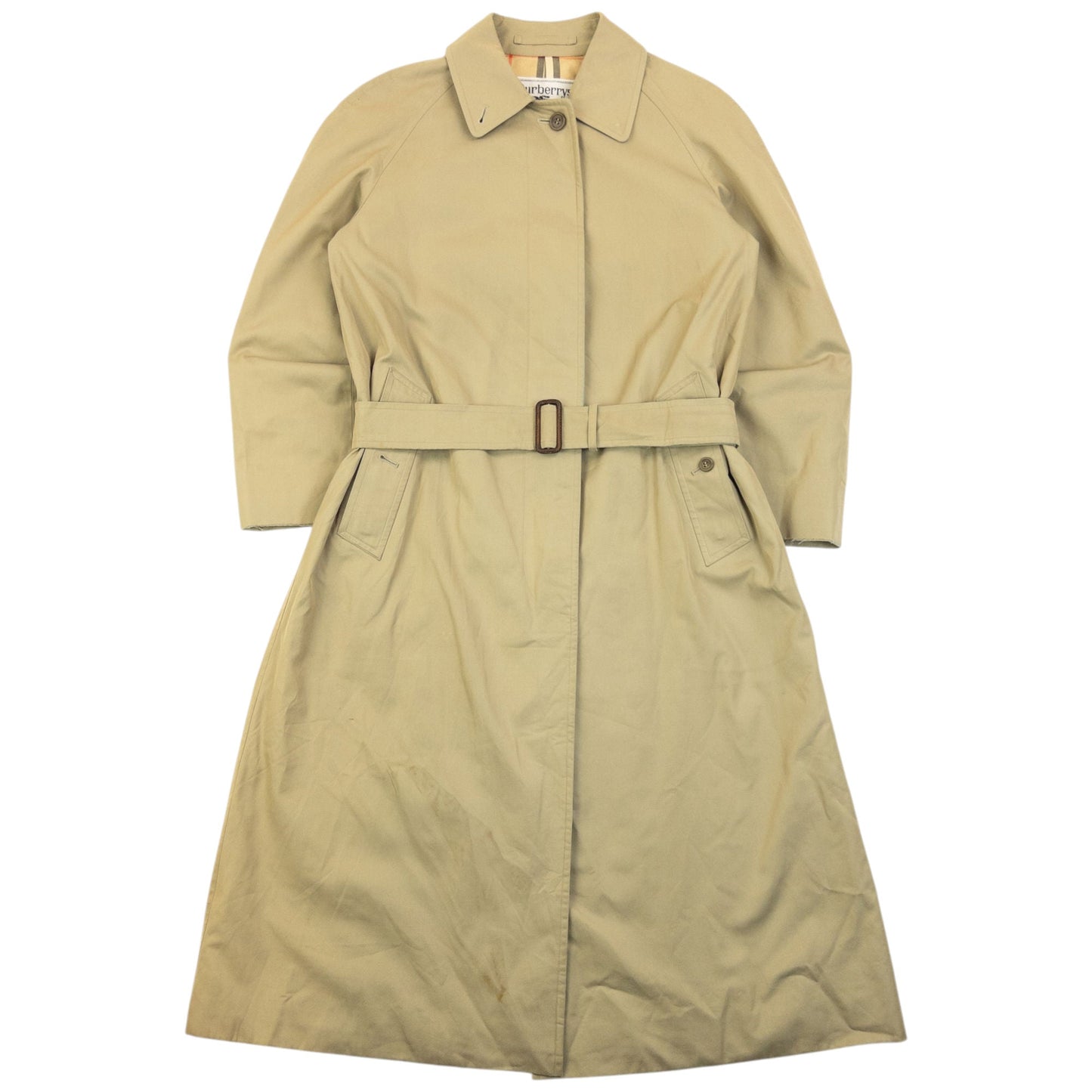Vintage 90  Burberry Nova Check Lined Belt Waist Trench Jacket Womens Size M | Medium, Beige