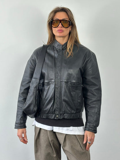 Vintage 1990s Minimal Leather Jacket - M