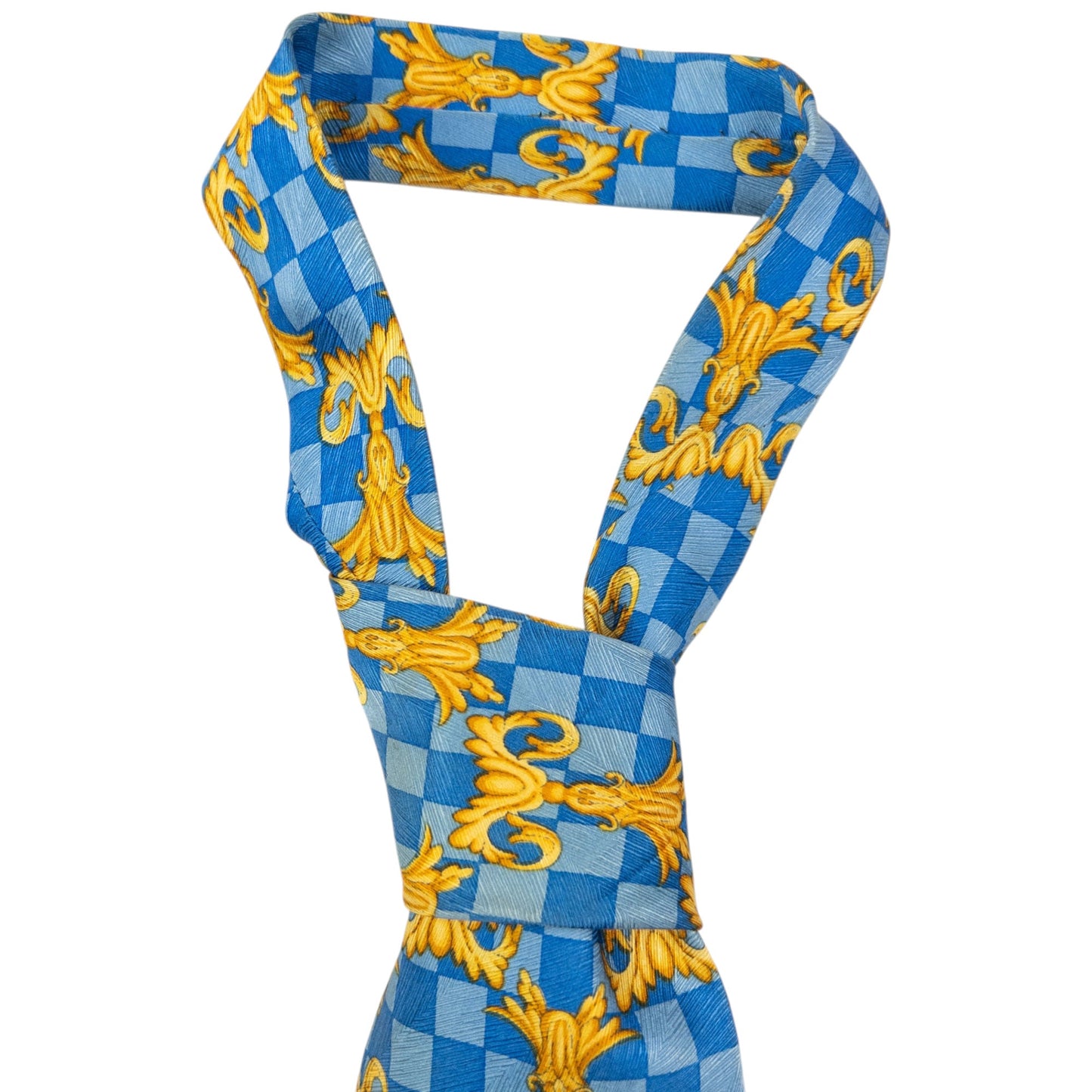 Vintage Gianni Versace Checkered Baroque Silk Tie