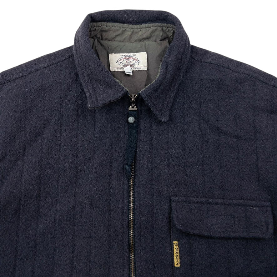 Vintage 90s Armani Jeans Quilted Wool Jacket Size XL | XL, Multicoloured