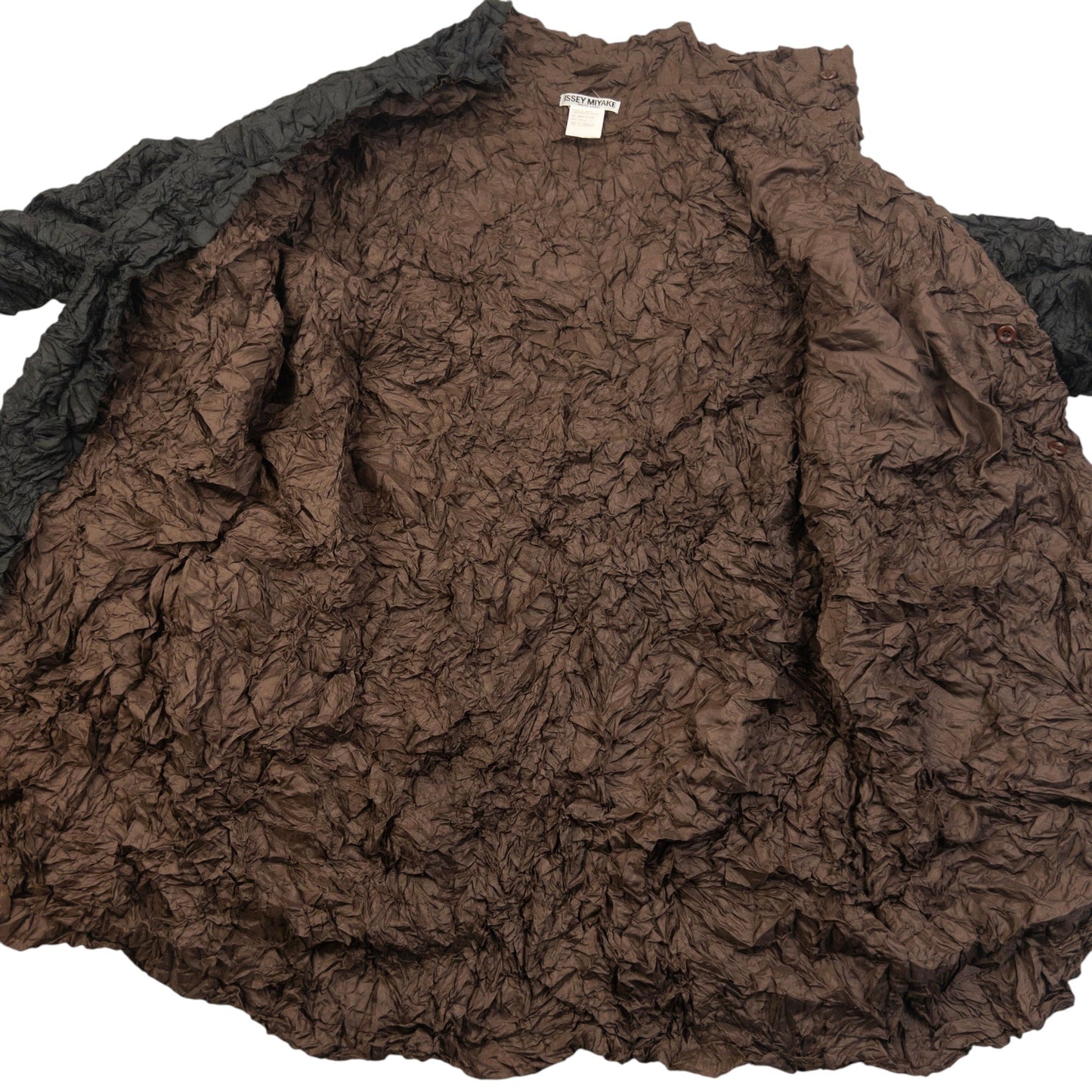 Vintage 90s Issey Miyake Reversible Button Up Crinkle Jacket Size M | Medium, Black