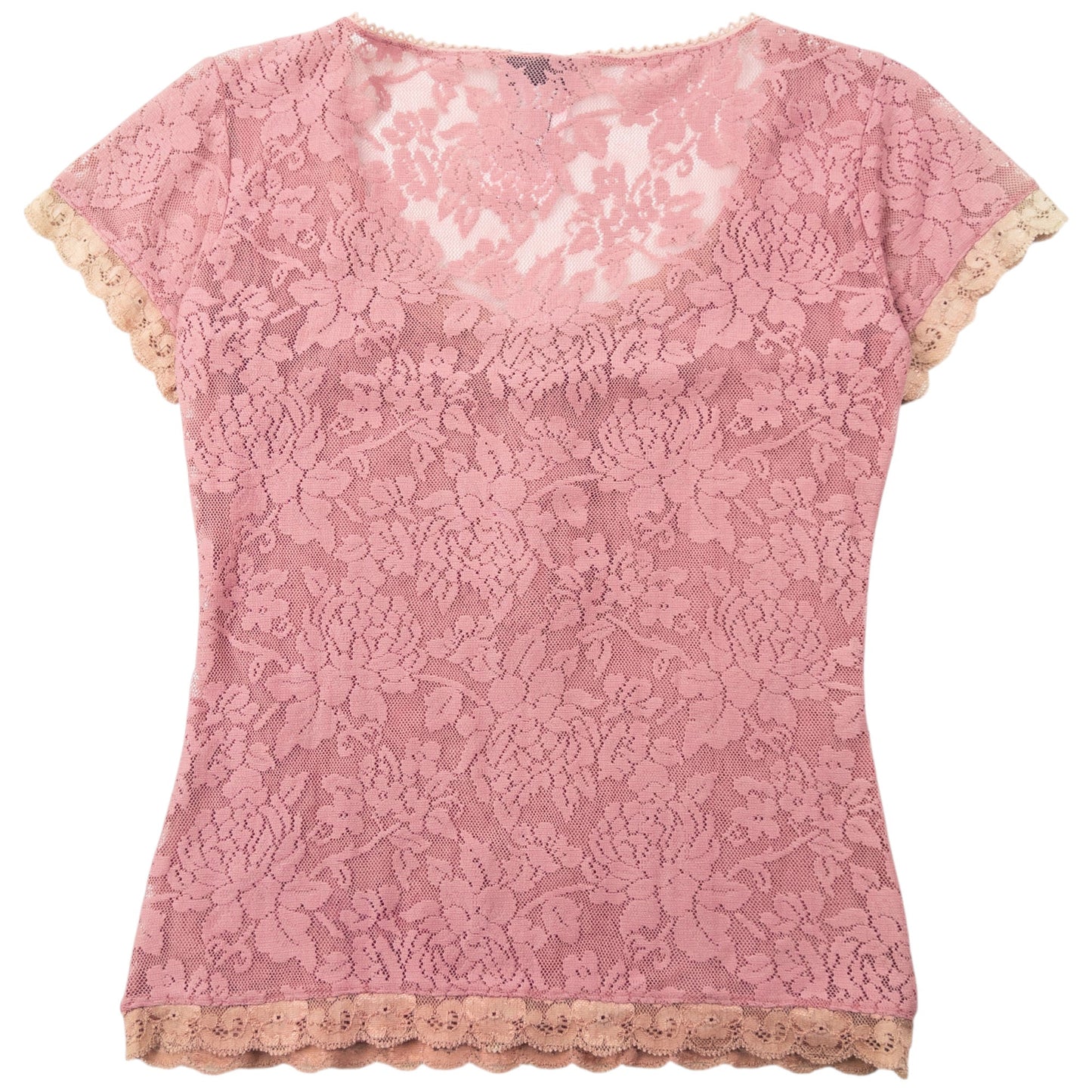 Vintage 2000s Dolce & Gabbana Knit Lace Top Womens Size S | Small, Pink