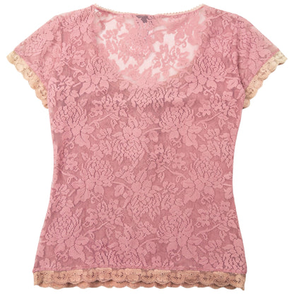 Vintage 2000s Dolce & Gabbana Knit Lace Top Womens Size S | Small, Pink