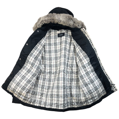 Vintage 2000s Burberry Black Label Nova Check Lined Fur Collar Jacket Size M | Medium, Black