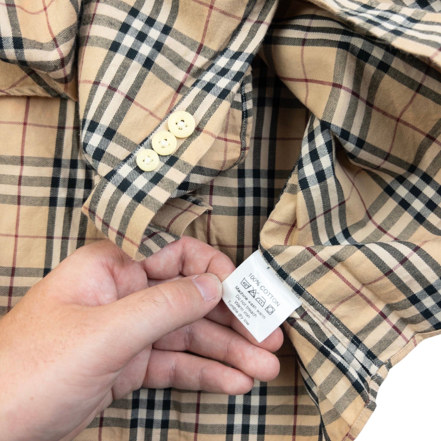 Vintage 2000s Burberry Nova Check Long Sleeve Button Up Shirt Size L | Large, Beige