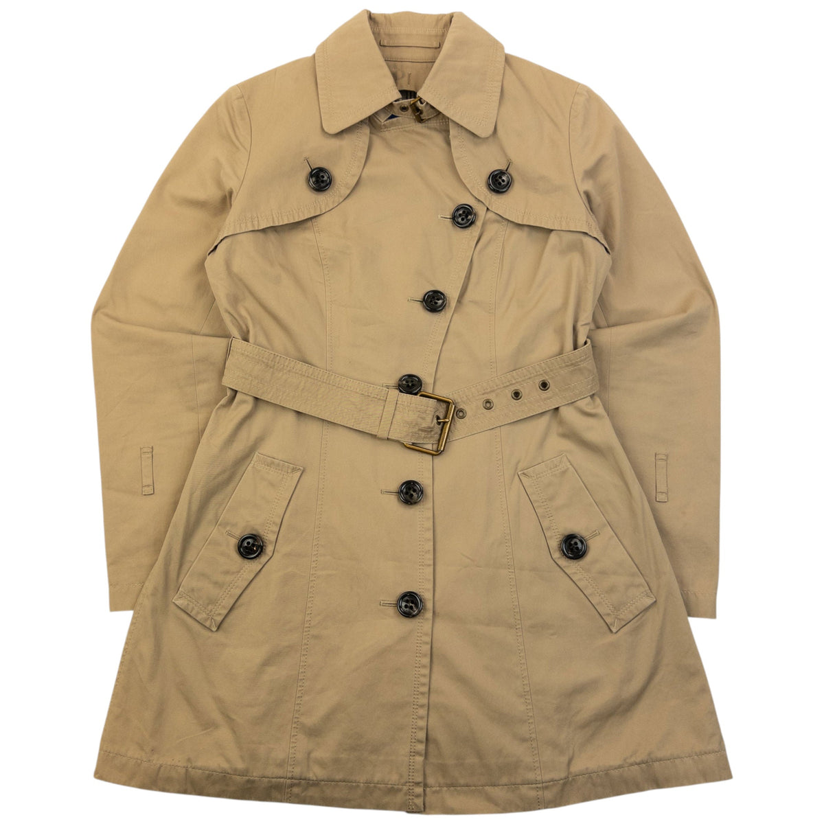 Vintage 2000s Burberry Blue Label Nova Check Lined Trench Jacket Womens Size S | Small, Beige