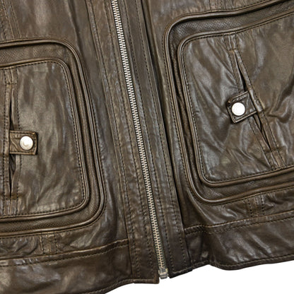 Vintage 2000s Dolce & Gabbana Zip Up Leather Jacket Size M | Medium, Brown