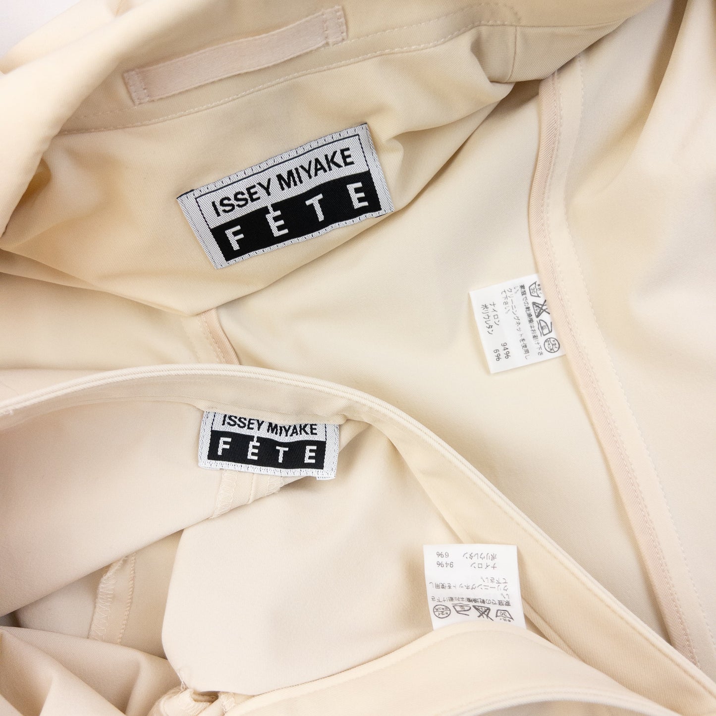 Vintage 90s Issey Miyake Fete Jacket & Skirt Trousers Suit Set Womens Size S | Small, Cream