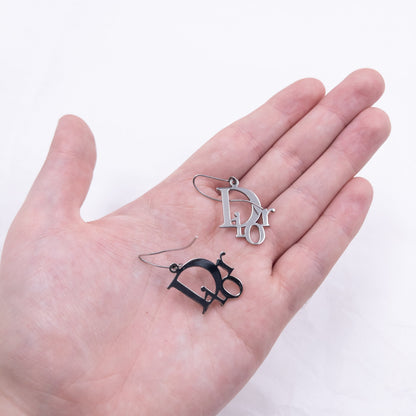 Vintage 2000s Dior By John Galliano Logo Earrings | O/S, Grey