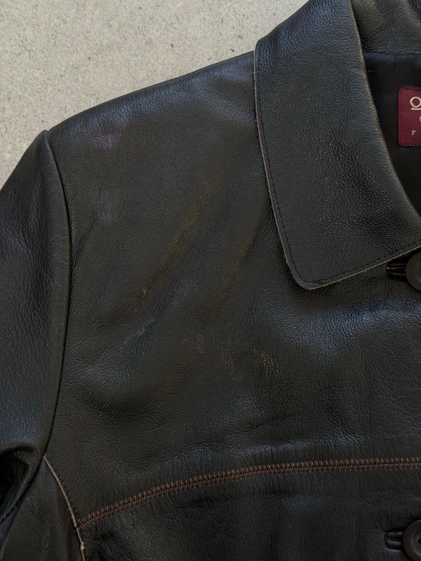 Vintage 1990s Leather Belted Leather Jacket - S