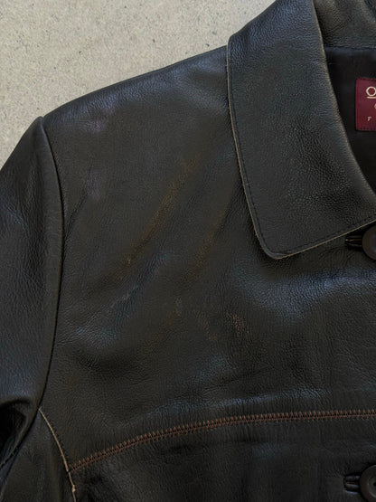 Vintage 1990s Leather Belted Leather Jacket - S
