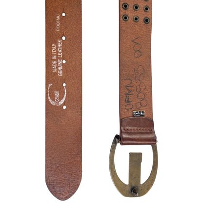 Vintage 2000s Roberto Cavalli Studded Leather Belt Size XL | O/S, Brown
