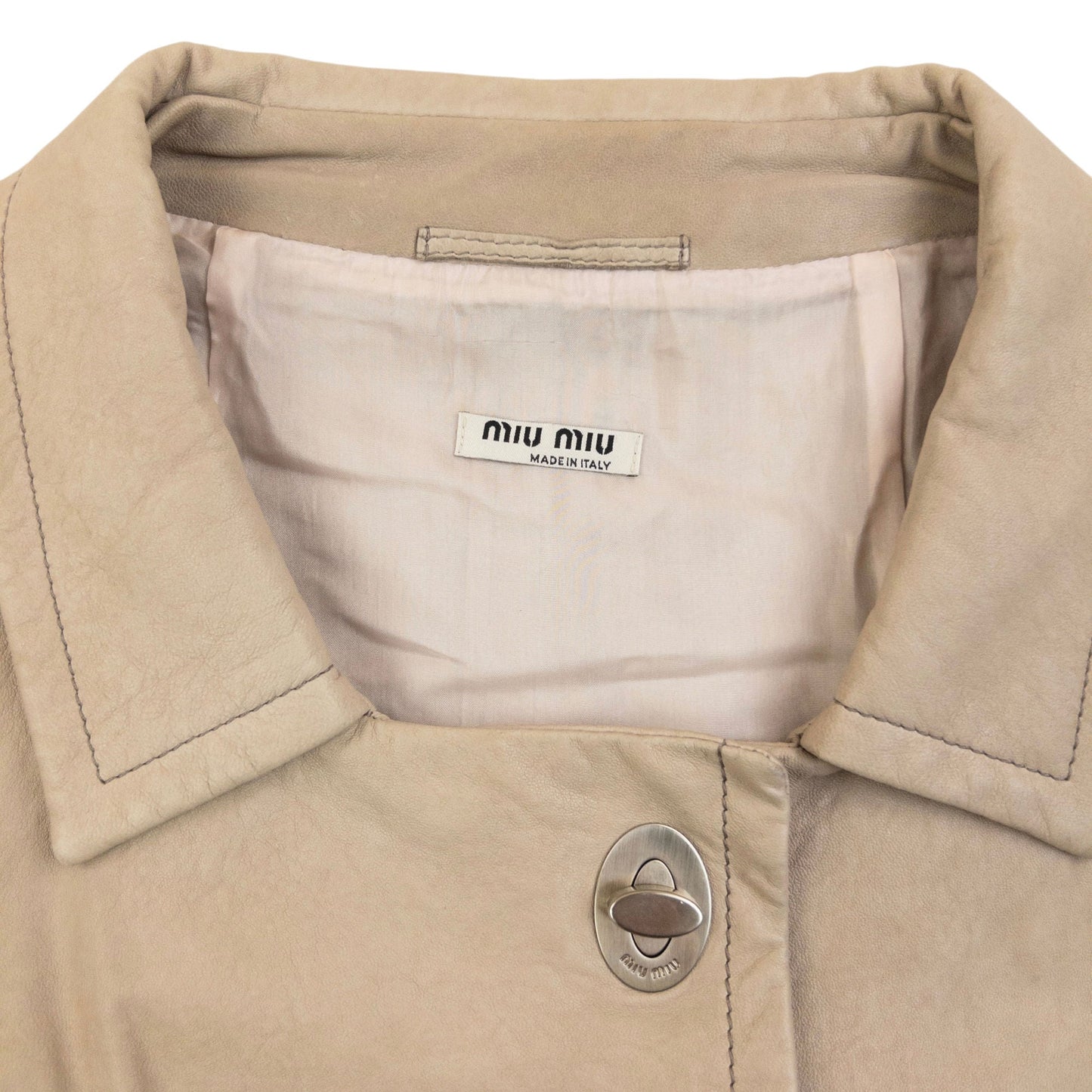 Vintage 2010 Miu Miu Leather Trench Jacket Womens Size S | Small, Beige
