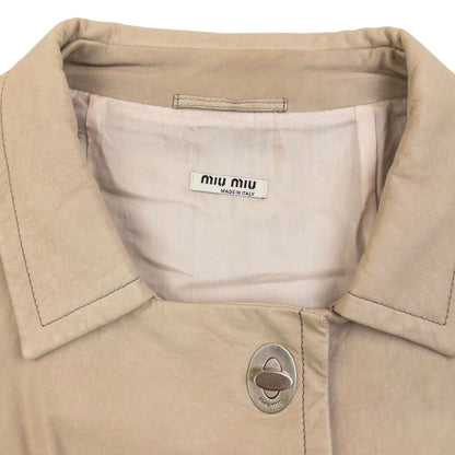 Vintage 2010 Miu Miu Leather Trench Jacket Womens Size S | Small, Beige