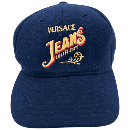 Vintage 2000s Versace Jeans Collection Embroidered Wool Hat | O/S, Navy