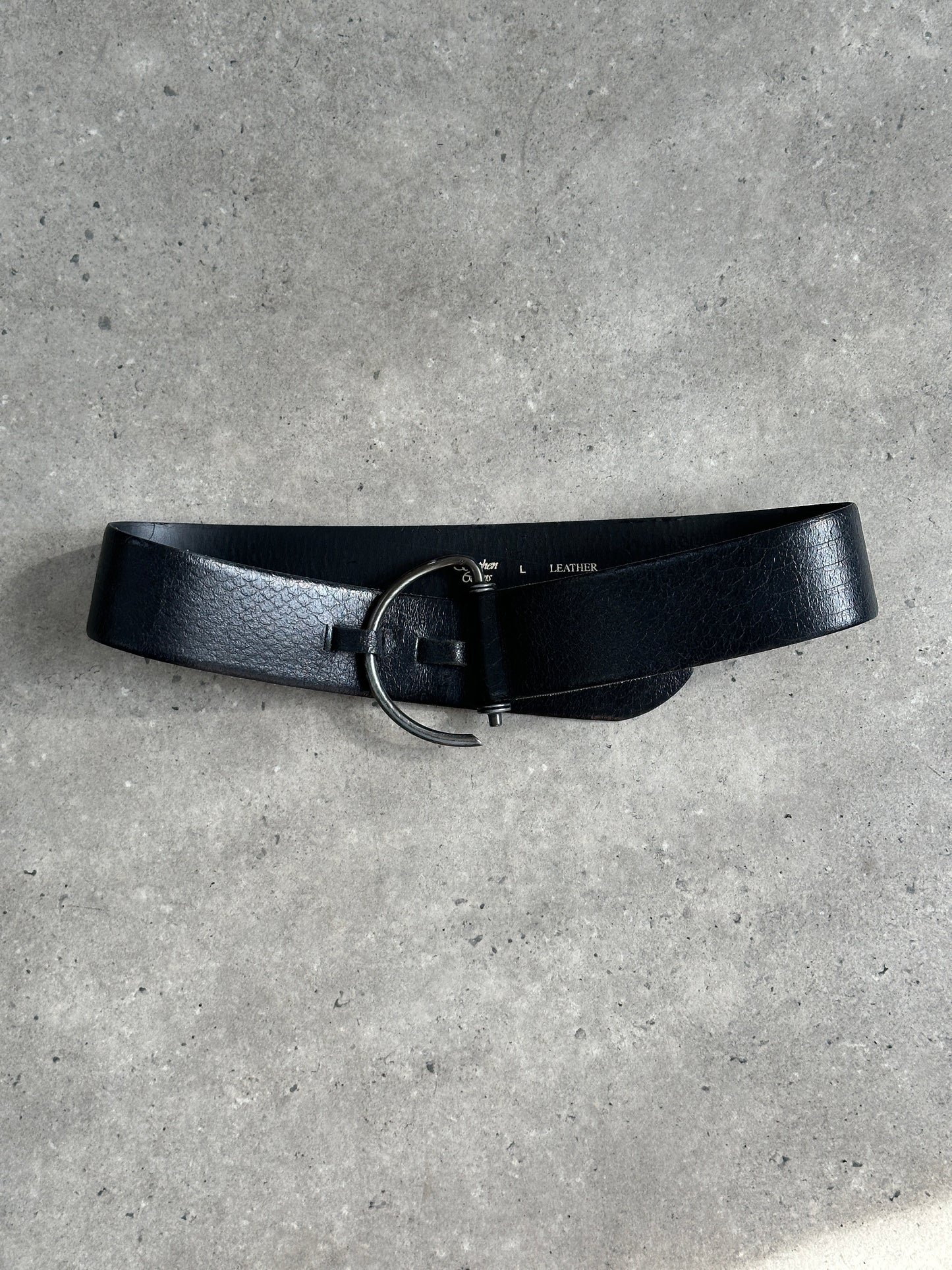 Vintage 1990s Leather Chunky D Ring Belt - W35-38