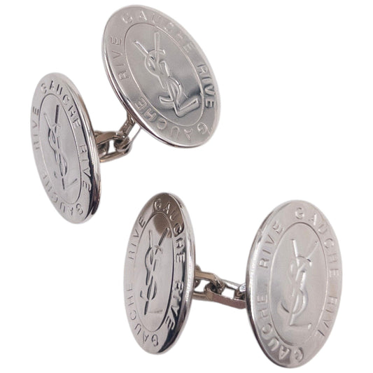 Vintage YSL Yves Saint Rive Gauche Embossed Chain Cuff Links | O/S, Gold