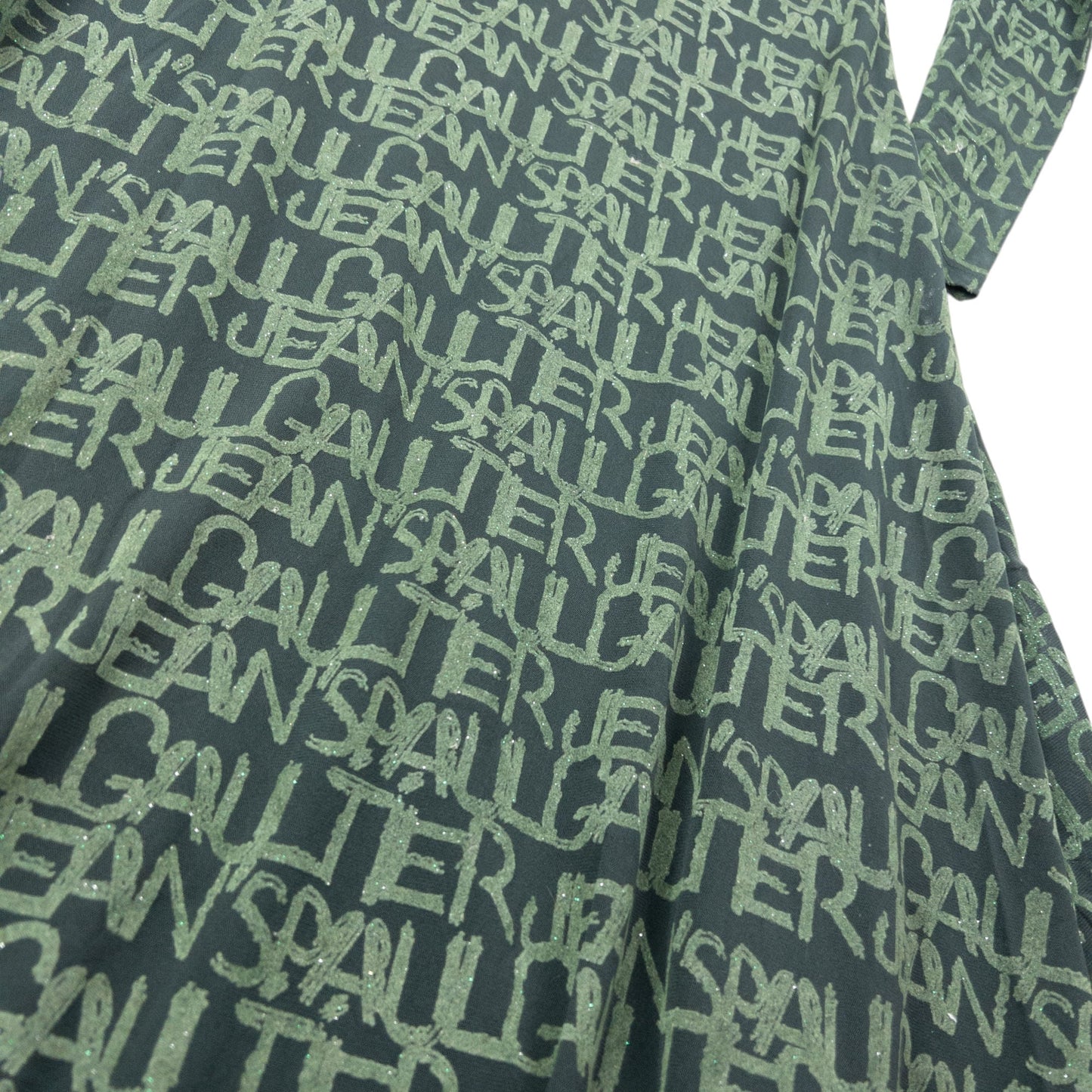 Vintage 2000s Jean Paul Gaultier Mesh Monogram Long Sleeve Dress Womens Size S | Small, Green